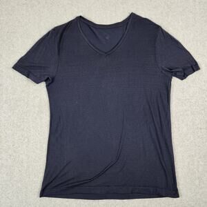 Lululemon Shirt Mens Size Small V Neck Tee Navy Blue Pin Stripe